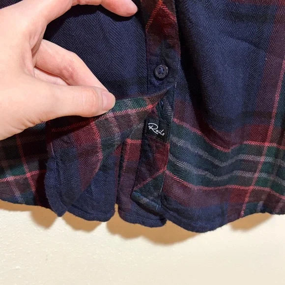 Rails Hunter Marine Rose Teal Plaid Flannel Button Down Long Sleeve Shirt Small - Picture 8 of 10